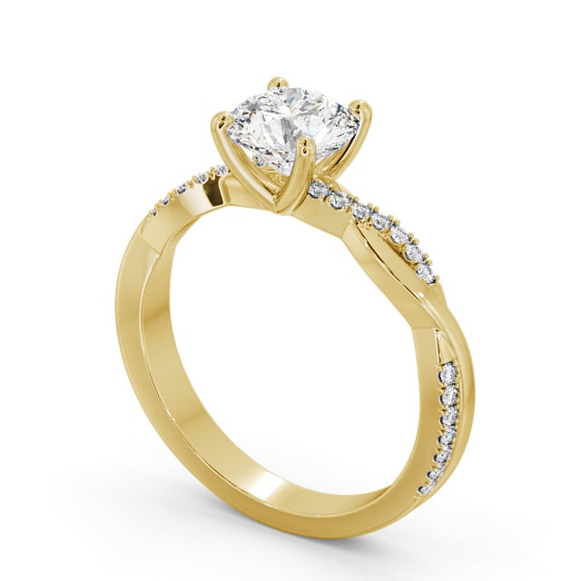 Round Diamond Engagement Ring 9K Yellow Gold Solitaire With Side Stones - Martel ENRD160S_YG_SIDE