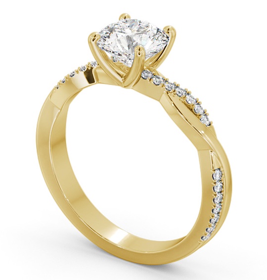 Round Diamond Engagement Ring 18K Yellow Gold Solitaire With Side Stones - Martel ENRD160S_YG_THUMB1