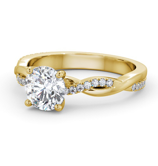 Martel Round Diamond Engagement Ring Side Stones Twisted Band ENRD160S_YG_THUMB2 