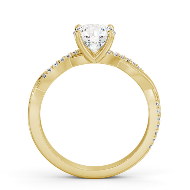 Round Diamond Engagement Ring 18K Yellow Gold Solitaire With Side Stones - Martel ENRD160S_YG_UP