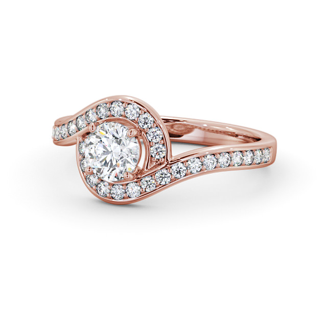 Halo Round Diamond Engagement Ring 9K Rose Gold - Pascale ENRD161_RG_FLAT