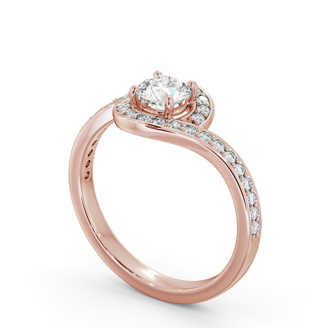 Halo Round Diamond Engagement Ring 9K Rose Gold - Pascale ENRD161_RG_SIDE