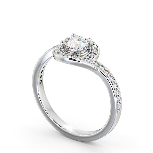 Halo Round Diamond Engagement Ring Platinum - Pascale ENRD161_WG_SIDE