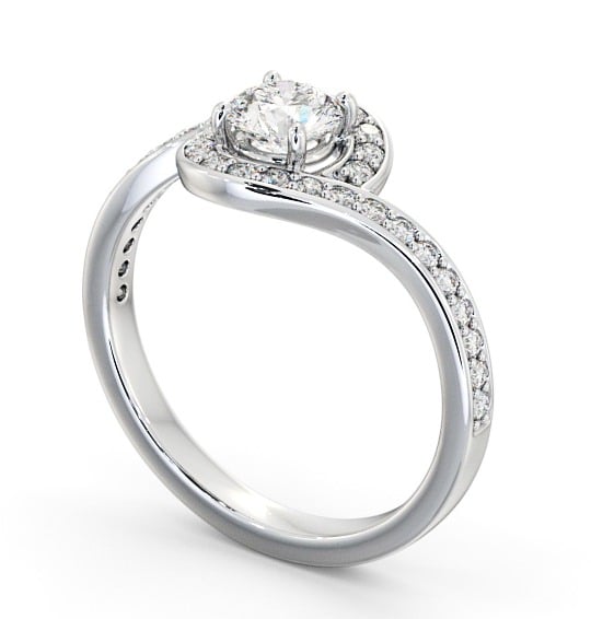 Halo Round Diamond Swirling Design Engagement Ring 18K White Gold ENRD161_WG_THUMB1