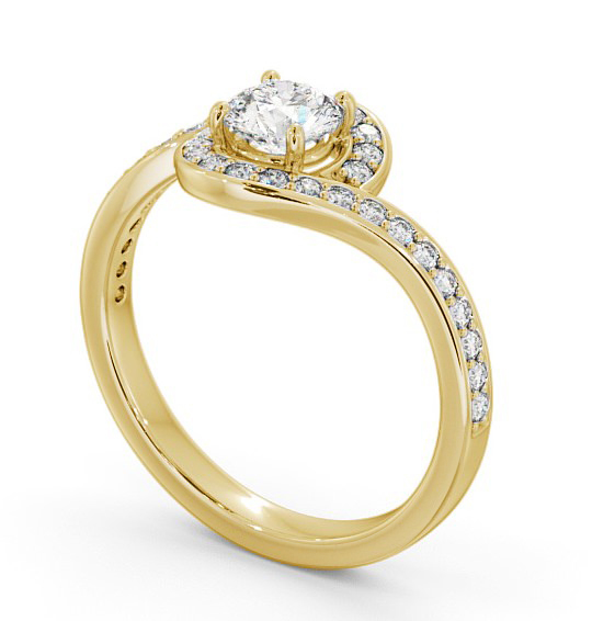 Halo Round Diamond Swirling Design Engagement Ring 9K Yellow Gold ENRD161_YG_THUMB1 