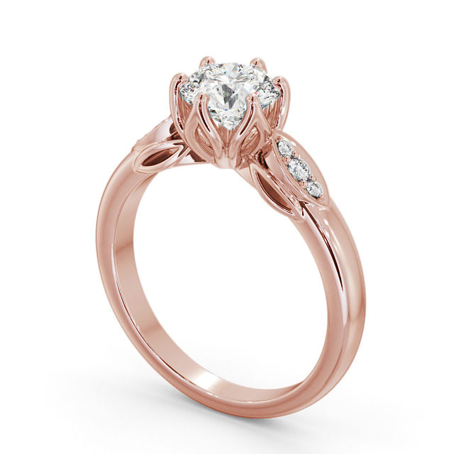 Round Diamond Engagement Ring 18K Rose Gold Solitaire With Side Stones - Idas ENRD161S_RG_SIDE