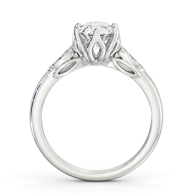 Round Diamond Engagement Ring 18K White Gold Solitaire With Side Stones - Idas ENRD161S_WG_UP