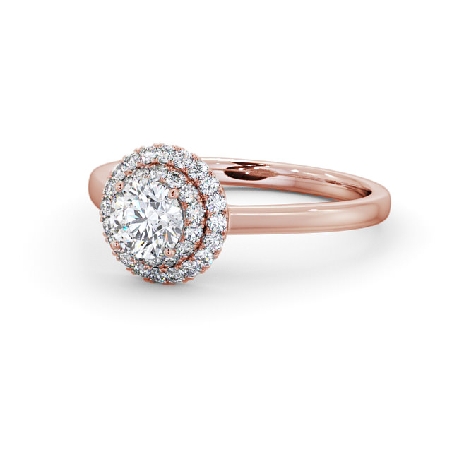 Halo Round Diamond Engagement Ring 9K Rose Gold - Florentine ENRD162_RG_FLAT