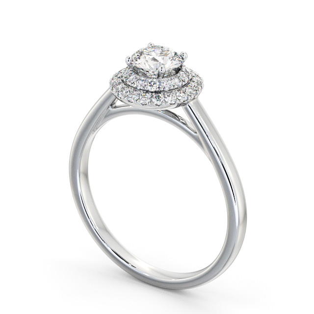 Halo Round Diamond Engagement Ring Platinum - Florentine ENRD162_WG_SIDE