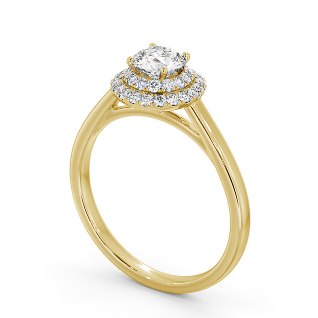 Halo Round Diamond Engagement Ring 9K Yellow Gold - Florentine ENRD162_YG_SIDE