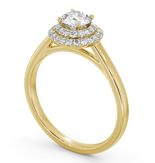 Double Halo Round Diamond Engagement Ring 9K Yellow Gold ENRD162_YG_THUMB1