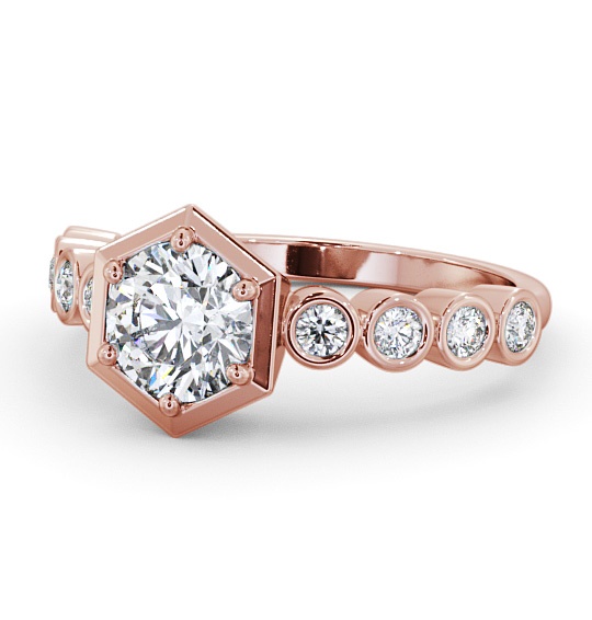  Round Diamond Engagement Ring 18K Rose Gold Solitaire With Side Stones - Glendal ENRD162S_RG_THUMB2 