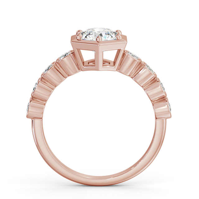 Round Diamond Engagement Ring 18K Rose Gold Solitaire With Side Stones - Glendal ENRD162S_RG_UP