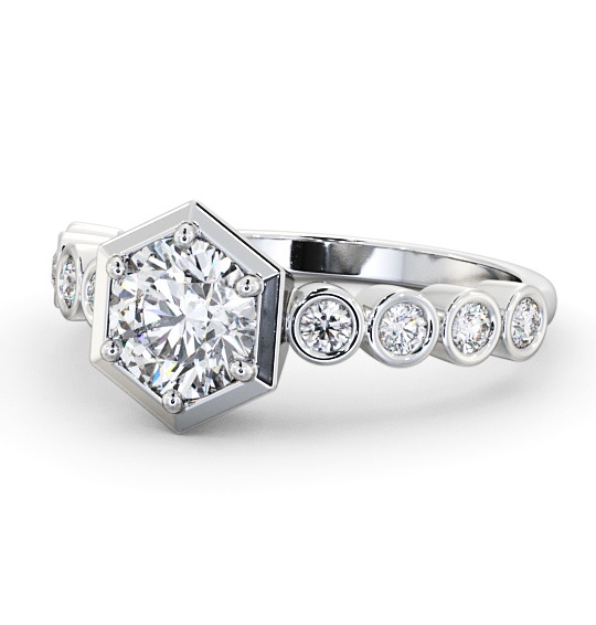  Round Diamond Engagement Ring Platinum Solitaire With Side Stones - Glendal ENRD162S_WG_THUMB2 