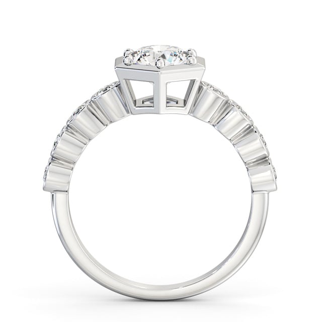 Round Diamond Engagement Ring 18K White Gold Solitaire With Side Stones - Glendal ENRD162S_WG_UP