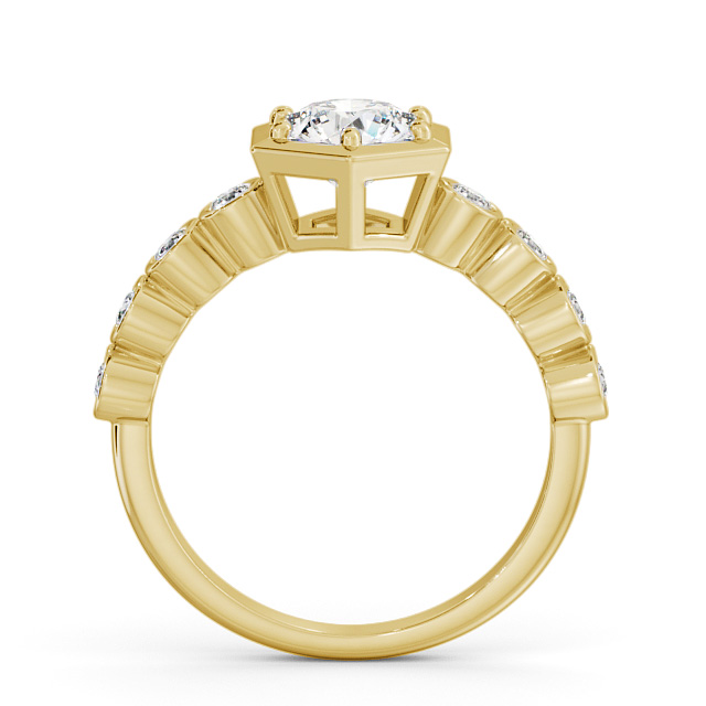 Round Diamond Engagement Ring 9K Yellow Gold Solitaire With Side Stones - Glendal ENRD162S_YG_UP