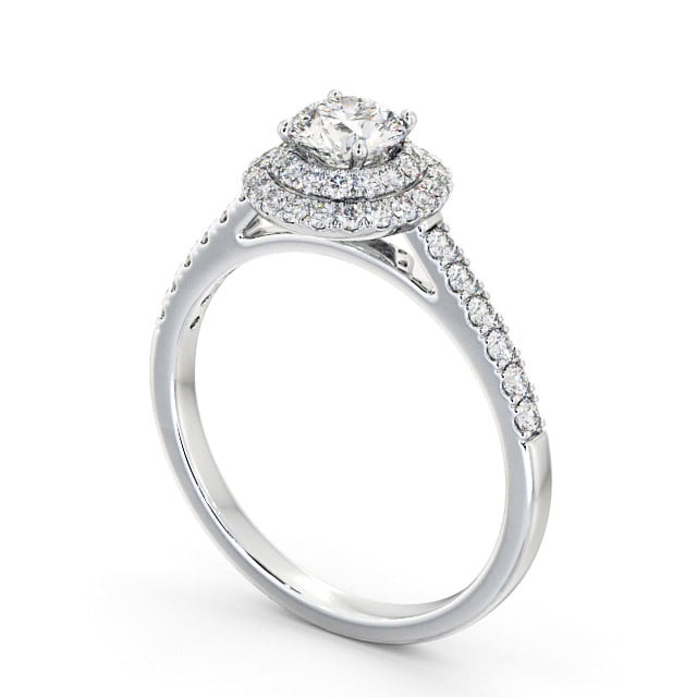 Halo Round Diamond Engagement Ring 9K White Gold - Lisbon ENRD163_WG_SIDE