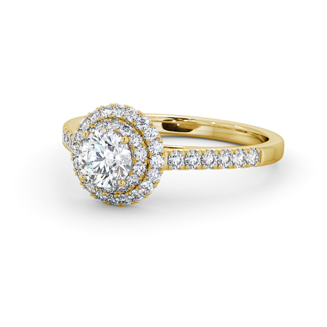 Halo Round Diamond Engagement Ring 18K Yellow Gold - Lisbon ENRD163_YG_FLAT