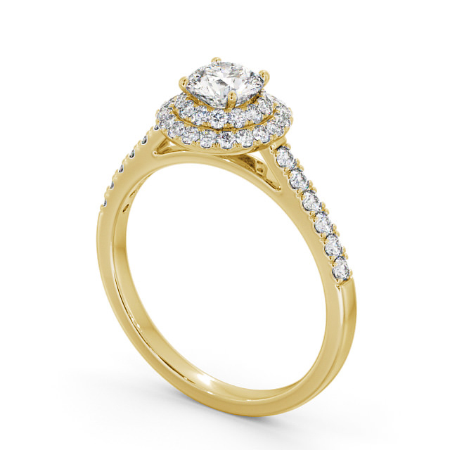 Halo Round Diamond Engagement Ring 18K Yellow Gold - Lisbon ENRD163_YG_SIDE