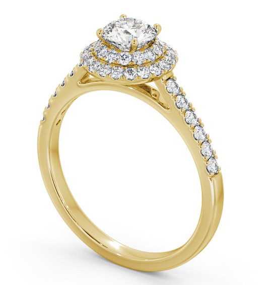 Double Halo Round Diamond Engagement Ring 9K Yellow Gold ENRD163_YG_THUMB1