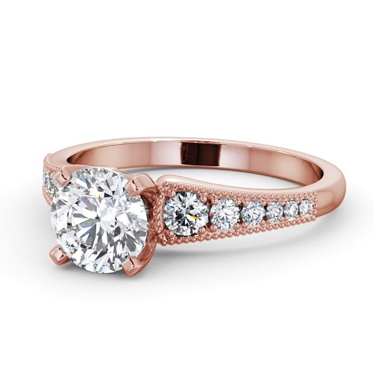  Round Diamond Engagement Ring 18K Rose Gold Solitaire With Side Stones - Errol ENRD163S_RG_THUMB2 