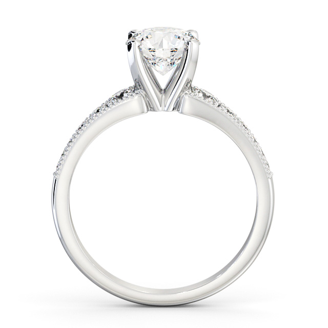 Round Diamond Engagement Ring 9K White Gold Solitaire With Side Stones - Errol ENRD163S_WG_UP