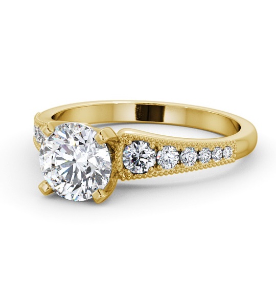  Round Diamond Engagement Ring 9K Yellow Gold Solitaire With Side Stones - Errol ENRD163S_YG_THUMB2 