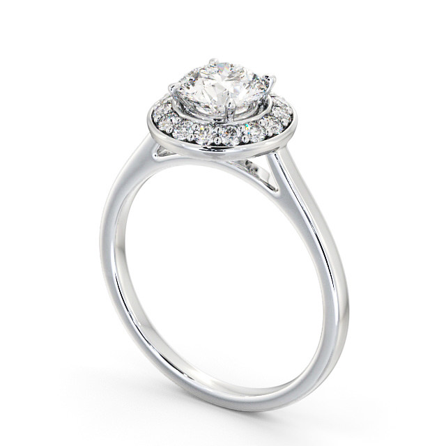 Halo Round Diamond Engagement Ring 9K White Gold - Marinka ENRD164_WG_SIDE