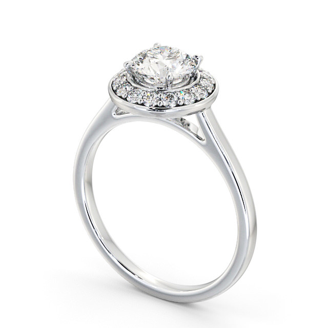 Halo Round Diamond Engagement Ring Platinum - Marinka ENRD164_WG_SIDE