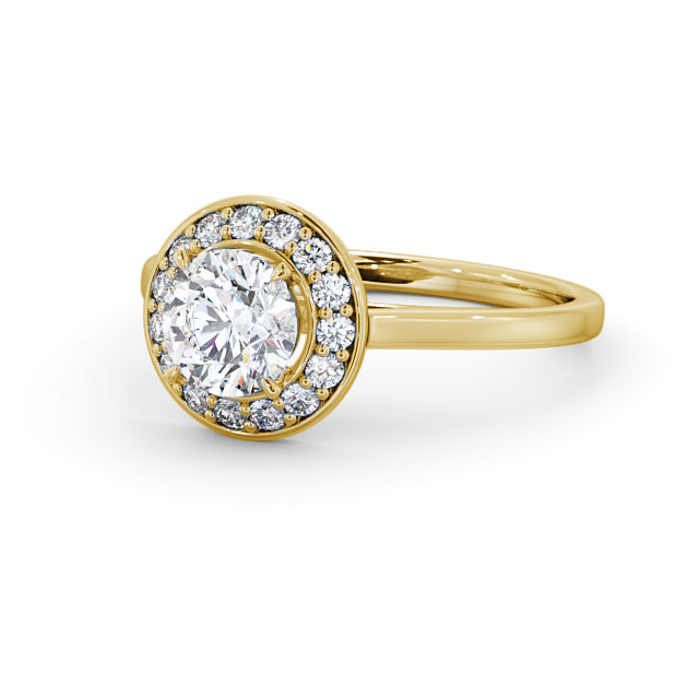 Halo Round Diamond Engagement Ring 9K Yellow Gold - Marinka ENRD164_YG_FLAT