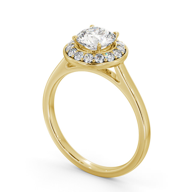 Halo Round Diamond Engagement Ring 18K Yellow Gold - Marinka