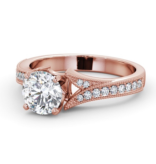  Round Diamond Engagement Ring 18K Rose Gold Solitaire With Side Stones - Langham ENRD164S_RG_THUMB2 