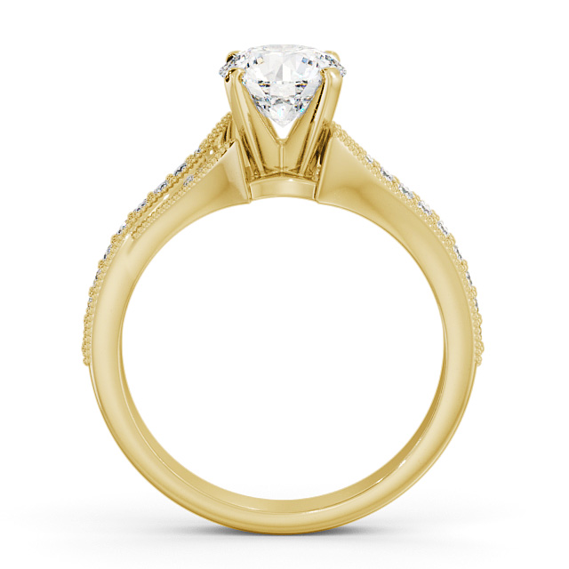 Round Diamond Engagement Ring 18K Yellow Gold Solitaire With Side Stones - Langham ENRD164S_YG_UP