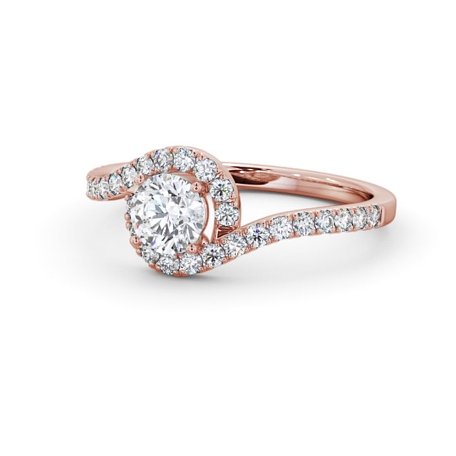 Halo Round Diamond Engagement Ring 9K Rose Gold - Samira ENRD165_RG_FLAT