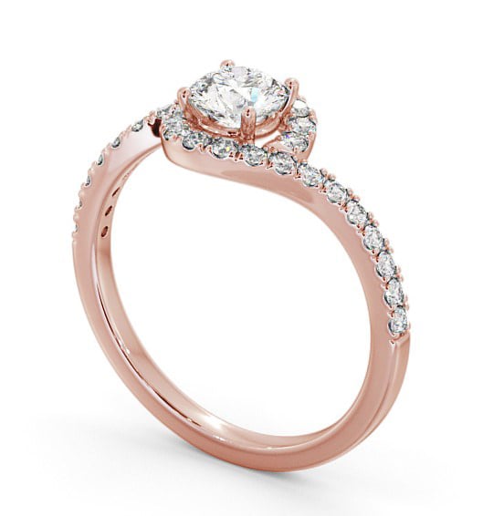 Halo Round Diamond Swirling Design Engagement Ring 18K Rose Gold ENRD165_RG_THUMB1