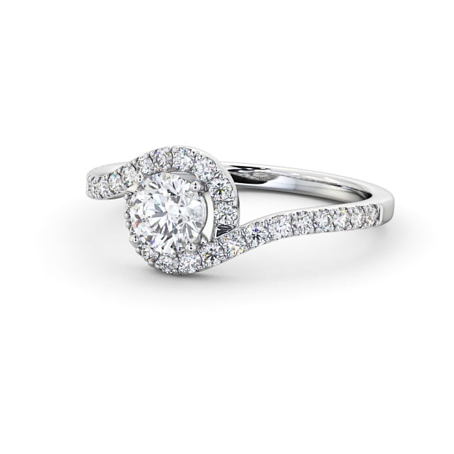 Halo Round Diamond Engagement Ring Platinum - Samira ENRD165_WG_FLAT