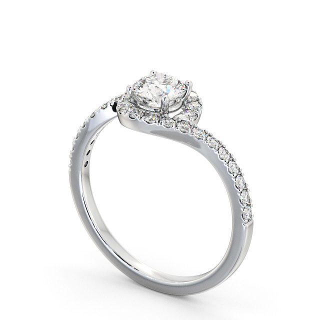 Halo Round Diamond Engagement Ring 18K White Gold - Samira ENRD165_WG_SIDE
