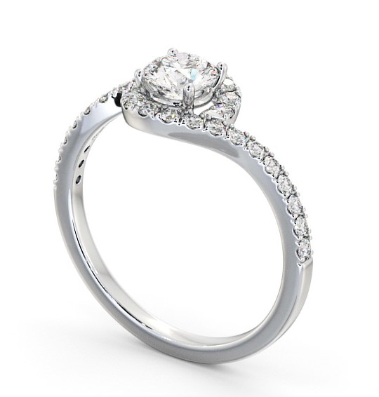 Halo Round Diamond Swirling Design Engagement Ring Platinum ENRD165_WG_THUMB1 