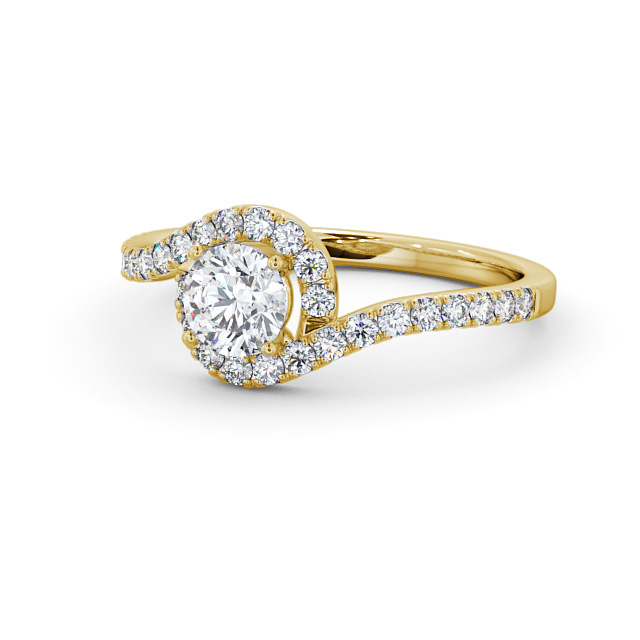 Halo Round Diamond Engagement Ring 18K Yellow Gold - Samira ENRD165_YG_FLAT
