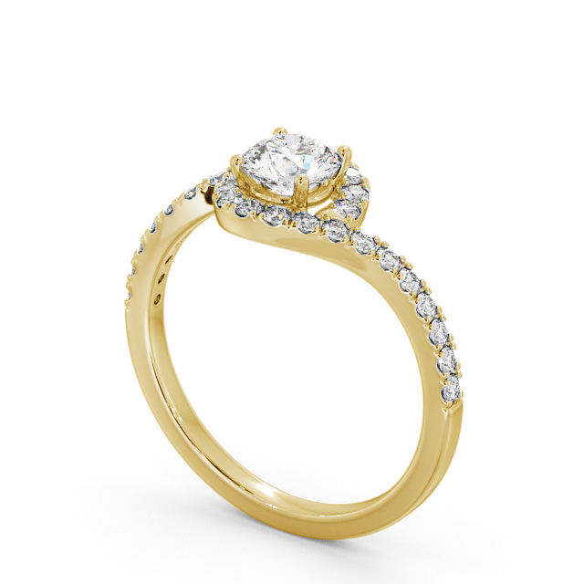 Halo Round Diamond Engagement Ring 18K Yellow Gold - Samira