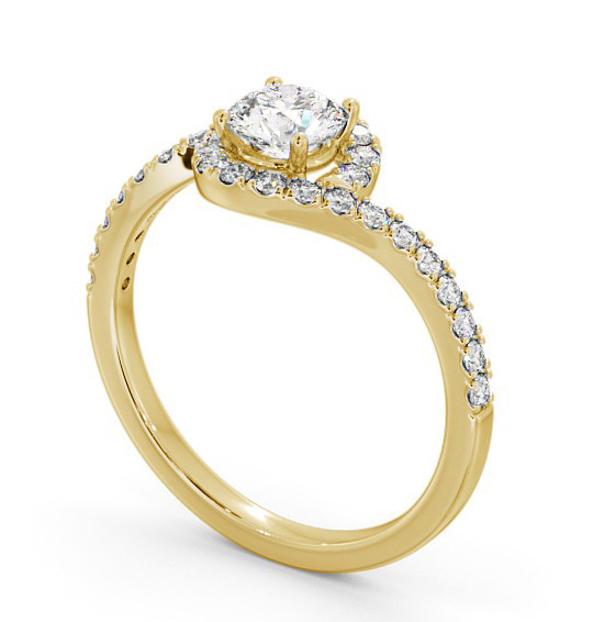 Halo Round Diamond Swirling Design Engagement Ring 9K Yellow Gold ENRD165_YG_THUMB1