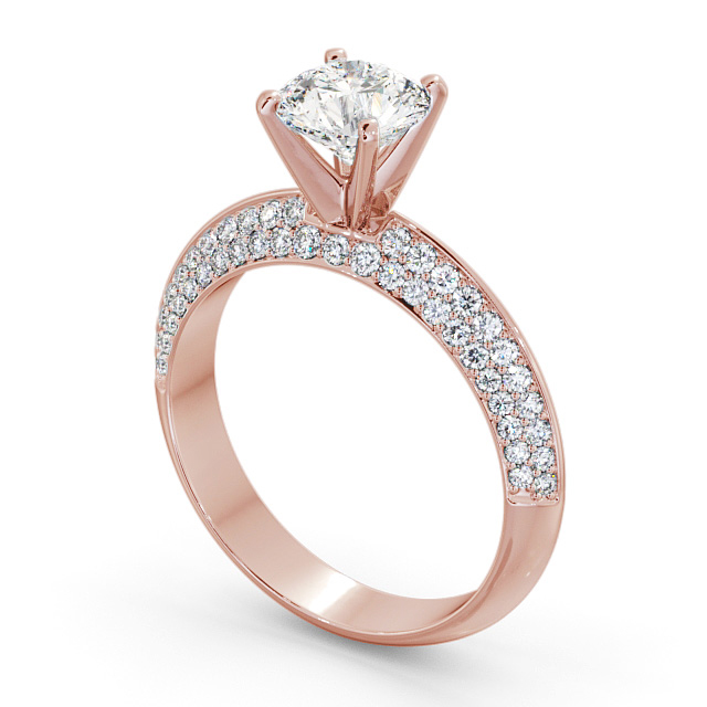 Round Diamond Engagement Ring 18K Rose Gold Solitaire With Side Stones - Judita ENRD165S_RG_SIDE