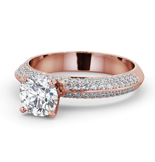  Round Diamond Engagement Ring 9K Rose Gold Solitaire With Side Stones - Judita ENRD165S_RG_THUMB2 