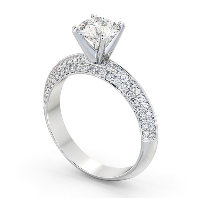Round Diamond Engagement Ring Palladium Solitaire With Side Stones - Judita ENRD165S_WG_SIDE