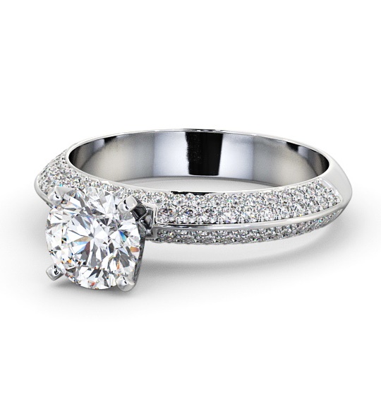  Round Diamond Engagement Ring 18K White Gold Solitaire With Side Stones - Judita ENRD165S_WG_THUMB2 