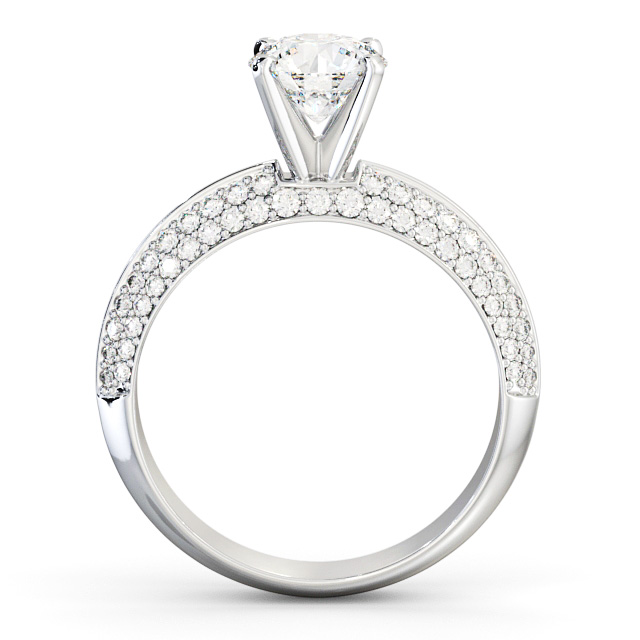 Round Diamond Engagement Ring Palladium Solitaire With Side Stones - Judita ENRD165S_WG_UP