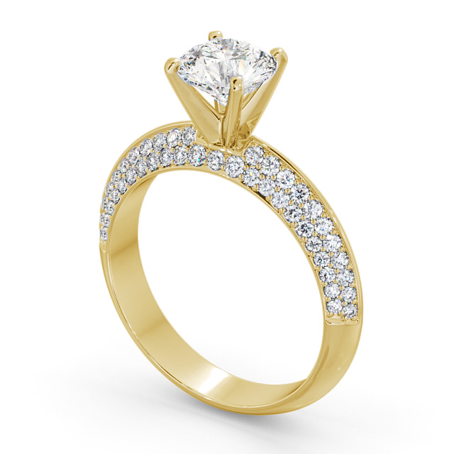 Round Diamond Engagement Ring 18K Yellow Gold Solitaire With Side Stones - Judita ENRD165S_YG_SIDE