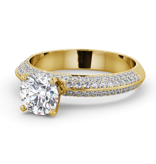  Round Diamond Engagement Ring 9K Yellow Gold Solitaire With Side Stones - Judita ENRD165S_YG_THUMB2 
