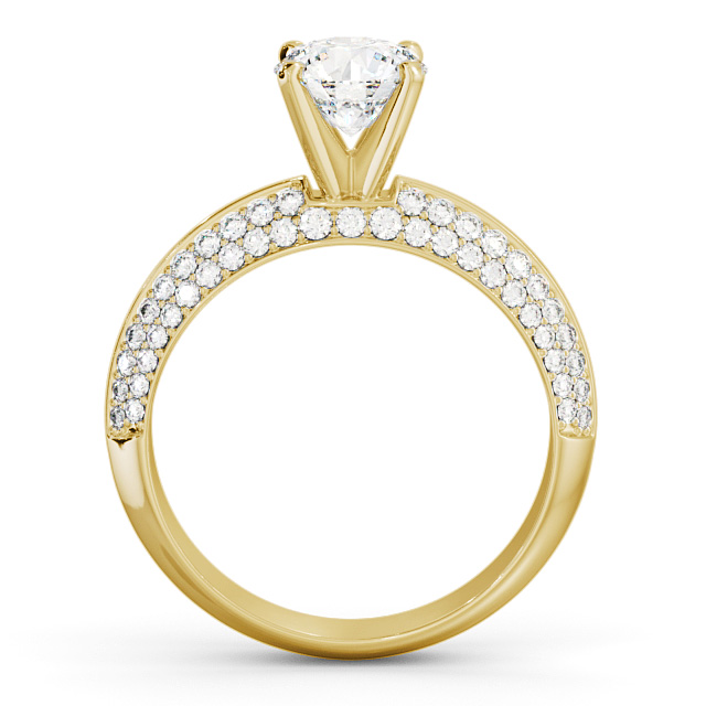 Round Diamond Engagement Ring 18K Yellow Gold Solitaire With Side Stones - Judita ENRD165S_YG_UP