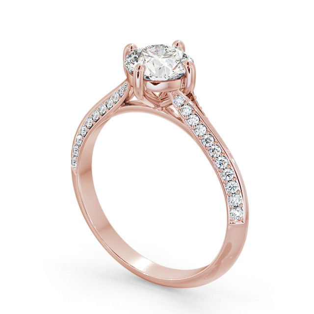 Round Diamond Engagement Ring 9K Rose Gold Solitaire With Side Stones - Colney ENRD166S_RG_SIDE